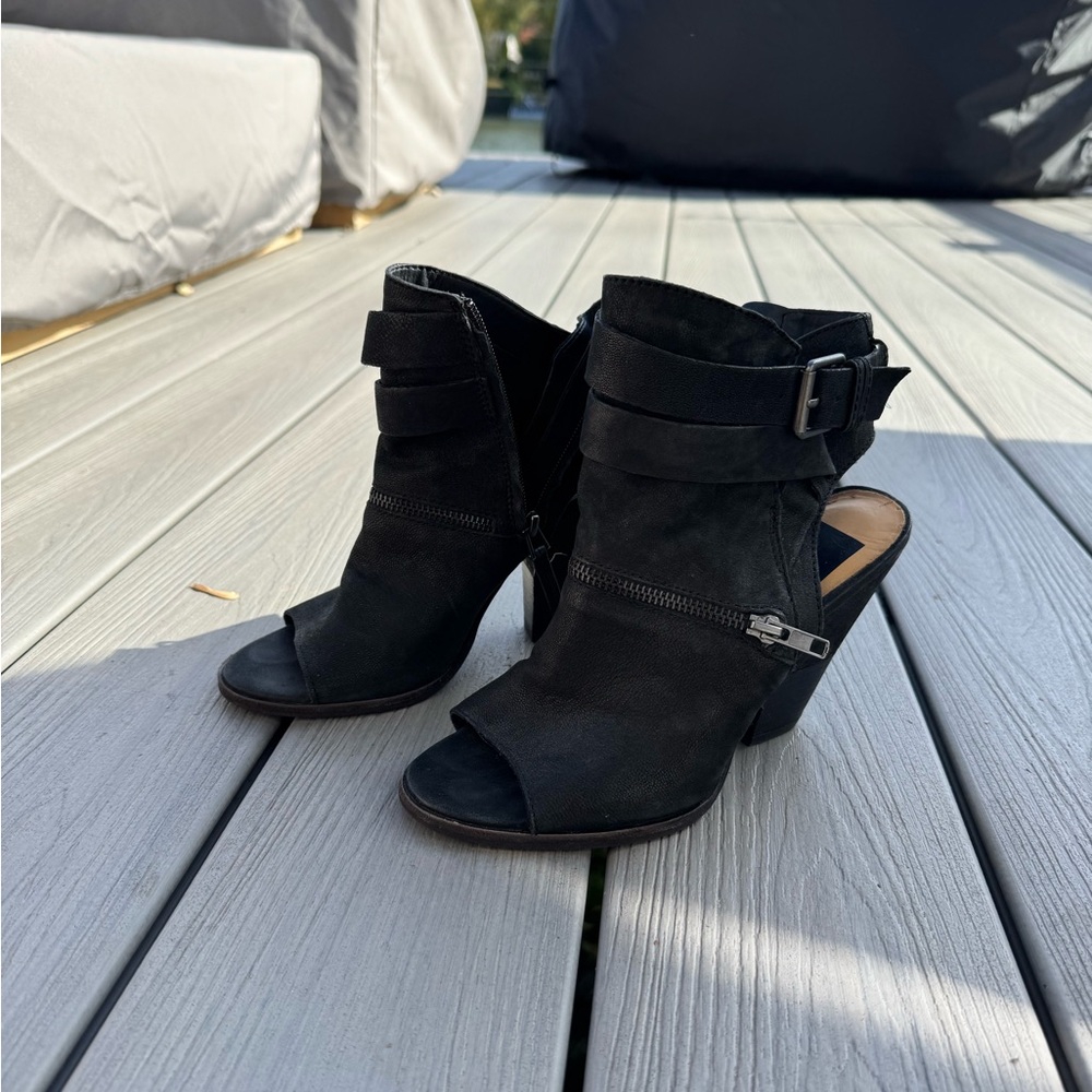 Dolce Vita Black Peep-Toe Ankle Booties
